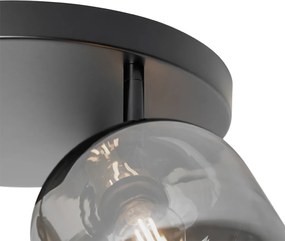 Faretto da soffitto nero con oro e vetro fumé 3 luci - Zuzanna