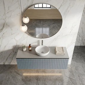 Mobile da bagno sospeso sotto lavabo Pixel grid 1 cassetto L 120 x H 40 x P 45.5 cm blu indaco laccato opaco, con maniglia alluminio nero opaco