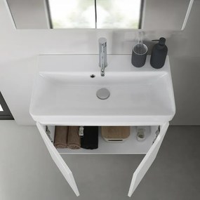 Mobile bagno sospeso 70 cm bianco lucido con armadietto a specchio Clip