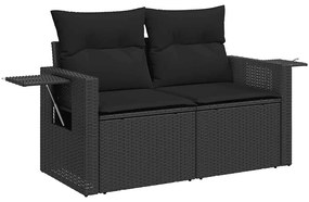 Set divani da giardino con cuscini 8 pz nero in polyrattan
