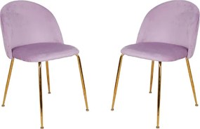 Sedia da pranzo in velluto Glicine con gambe in metallo Oro - PARIS 2 sedie