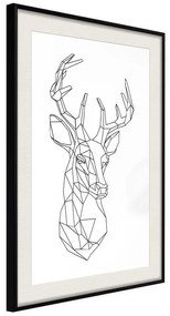 Poster  Minimalist Deer  Cornice Quadri Cornice nera con pass-partout, Larghezza x Altezza Home decor 30x45