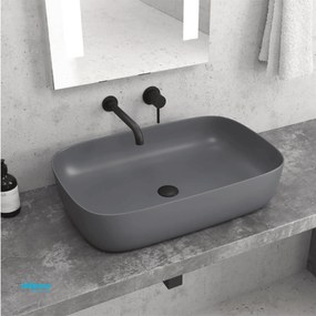 Lavabo D'Appoggio Da 60x39 Cm Finitura Grey Opaco