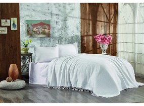 Copriletto in cotone bianco per letto matrimoniale 220x240 cm Lotus - Mijolnir