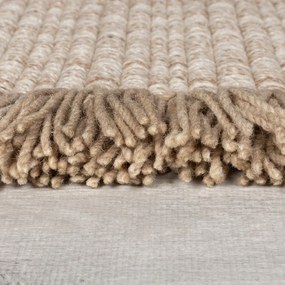 Tappeto beige in misto lana tessuto a mano 120x170 cm Rene Fringed Ribbed – Flair Rugs