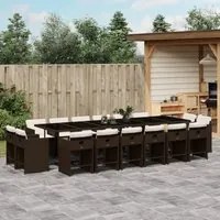 Set da Pranzo da Giardino 17 pz con Cuscini Marrone Polyrattan 3278012