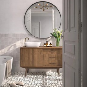 Mobile da bagno a terra L 120 x H 53 x P 45 cm rovere laminato satinato, 3 cassetti 1 anta MADERO Velvet