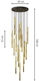 Lampadario Moderno Shu Acciaio Nero 17 Luci G9 Ip20