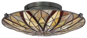 Lampadario Tiffany Victory Vetro Bronzo Valiant 2 Luci E27