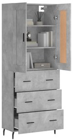 Credenza grigio cemento 69,5x34x180 cm in legno multistrato