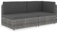 Divano Modulare a 2 Posti in Polyrattan Grigio 49524