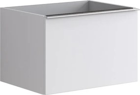 Cassettiera Pixel con 2 cassetti  frontale plain laccato opaco bianco e maniglia alluminio brillante L60 x H40 x P45,5 cm