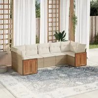 Set Divani da Giardino 7 pz con Cuscini Beige in Polyrattan 3260350