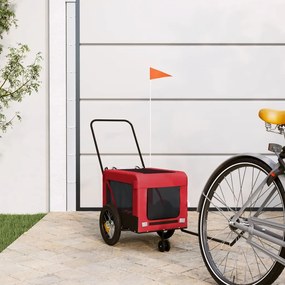 Rimorchio Da Bici Per Animali Rosso E Nero Oxford E Ferro /