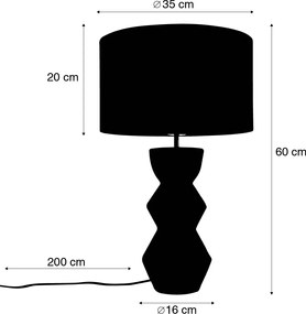 Lampada da tavolo di design con paralume in velluto nero color tortora con oro 35 cm - Alisia
