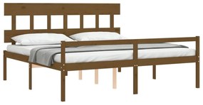 Letto per Anziani con Testiera Miele 200x200 cm Legno Massello