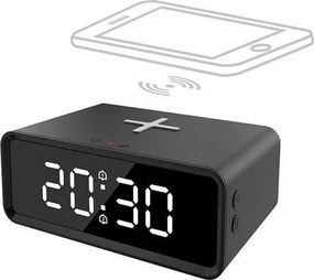 Solight CA07B - Orologio digitale con caricatore wireless Qi 230V/CR2032 nero