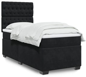 Giroletto A Molle Con Materasso Nero 100x200 Cm İn Velluto /
