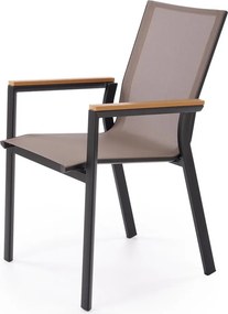 Fierro – Sedia moderna in alluminio e rete, nero / grigio chiaro / marrone