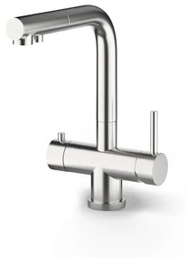 Rubinetto da cucina con doccetta a l QX3E 3 vie in acciaio inox cromo spazzolato opaco CULLIGAN