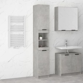 Mobile Da Bagno Grigio Cemento 32x34x188,5 Cm Legno Multistrato /