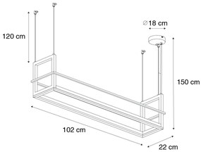 Lampada a sospensione nera con mensola inclusa LED dimmerabile a 3 livelli - Cage Rack
