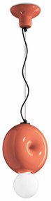 Sospensione Vintage Decò Bumbum 1 Elemento Ceramica Arancio Pokè 1 Luce E27