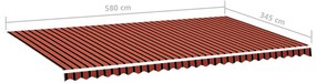 Tessuto Ricambio per Tenda da Sole Arancione e Marrone 6x3,5 m