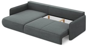 Divano angolare grigio allungabile/con contenitore (con penisola a sinistra) Nanea – Makamii