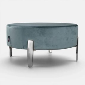 Pouf Rotondo in Velluto Ottanio con Piedini 70 cm - Giotto