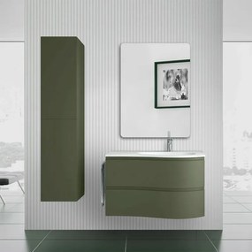 Mobile bagno sospeso 90 cm Melody verde bosco con vasca a destra