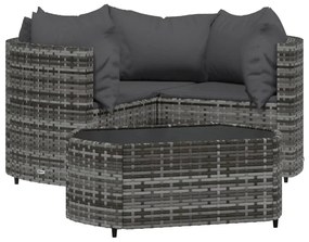 Set divani da giardino 4 pz con cuscini in polyrattan grigio