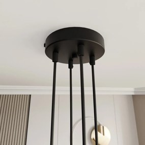Lampadario a Sospensione MOTIF 4 in Acciaio e Tessuto 4xE27 Colore del corpo Rattan