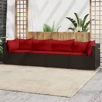 Set Mobili da Giardino 4 pz con Cuscini in Polyrattan Marrone 319816