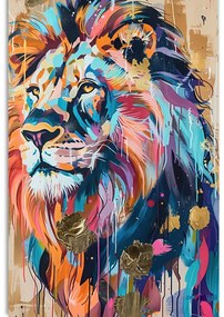 Stampa su tela – Leone con imitazione di pittura
