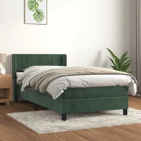 Giroletto A Molle Con Materasso Verde Scuro 90x190 Cm Velluto /