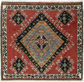 Shiraz Tappeto 70x60 Rosso (Iran) Annodato A Mano