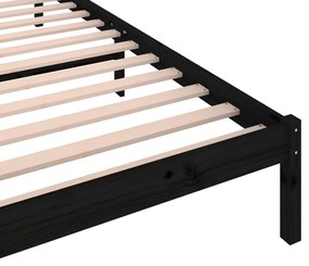 Telaio Letto in Legno Massello di Pino 90x200 cm Nero