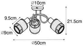 Plafoniera di design nera con oro 3 luci - Noud