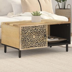 Tavolino Da Salotto 80x50x40 Cm Legno Massello Di Mango /