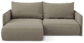 Divano angolare beige allungabile/con contenitore (con penisola a sinistra) Nanea – Makamii