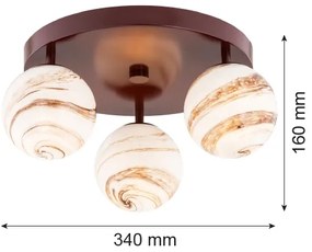 Argon 6292 - Plafoniera FABIO 3xE14/7W/230V alabastro marrone