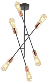 Klausen KL106005 - Lampadario on a pole STRAIGHT 6xE27/15W/230V nero/rame