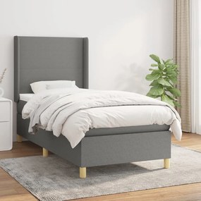 Giroletto A Molle Con Materasso Grigio Scuro 100x200 Cm Tessuto /