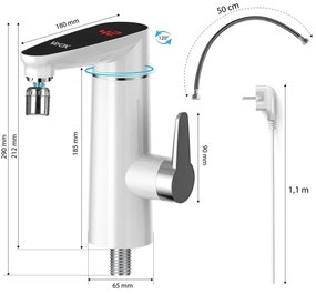 Scaldabagno istantaneo con LED display 3000W/230V IPX4 bianco