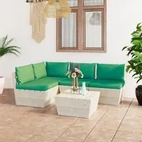 Set Divani da Giardino su Pallet 5 pz con Cuscini Legno Abete 3063485