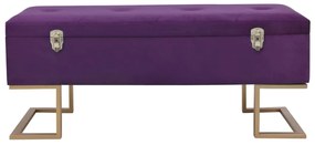 Panca con vano portaoggetti 105 cm viola in velluto