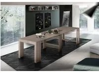 Tavolo da pranzo moderno, Made in Italy, Consolle allungabile fino a 12 posti, con portallunghe, cm 51/300x90h77 Olmo perla