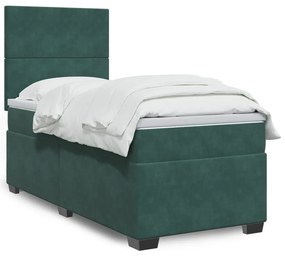 Giroletto A Molle Con Materasso Verde Scuro 80x200 Cm Velluto /
