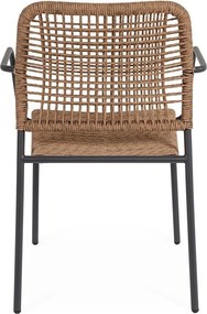 Sedia da esterno grigio scuro/di colore naturale in metallo Jable – Bizzotto